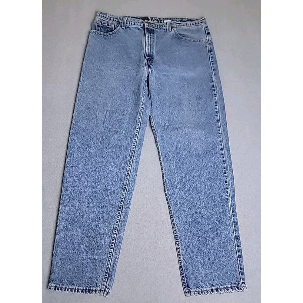 Vintage Levis 550 Jeans Mens 42x32 (40x31) Baggy Light Blue High Rise Cotton 90s